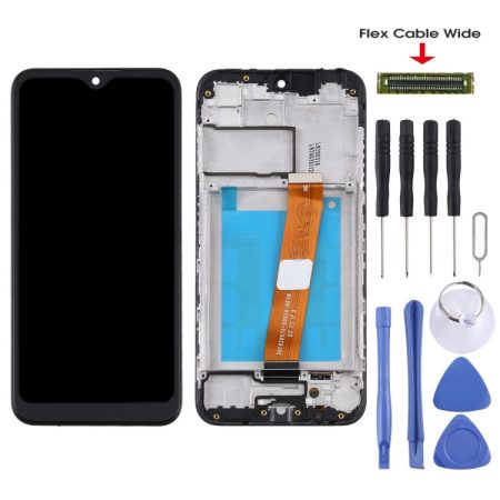 OEM Samsung Galaxy A01 SM-A015M LCD Screen Digitizer Assembly with Frame (Wide Flex) (Black)