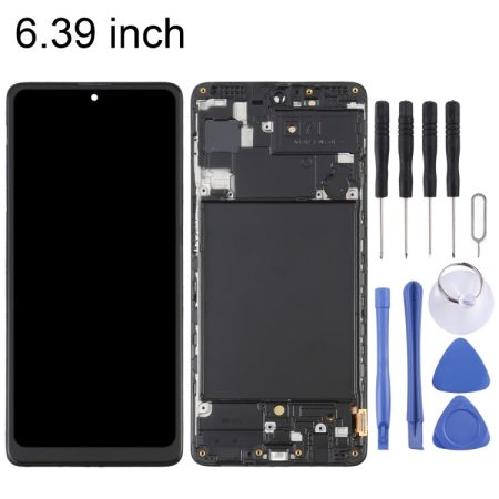 OLED LCD Screen and Digitizer Assembly with Frame for Samsung Galaxy A71 (SM-A715, 6.39 inch) - Black