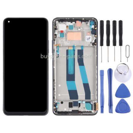 Original LCD Screen Digitizer Assembly with Frame for Xiaomi Mi 11 Lite 4G / 11 Lite 5G NE (Black)