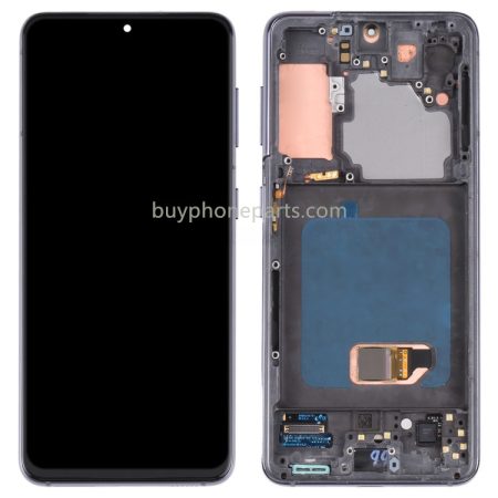 Original Samsung Galaxy S21 4G/5G (SM-G990/SM-G991) Super AMOLED Screen Digitizer Assembly with Frame (Black)