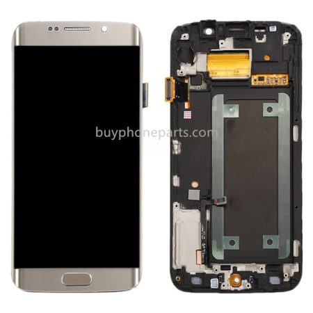 Original Super AMOLED LCD Screen & Digitizer Assembly with Frame for Samsung Galaxy S6 Edge (SM-G925F) - Gold