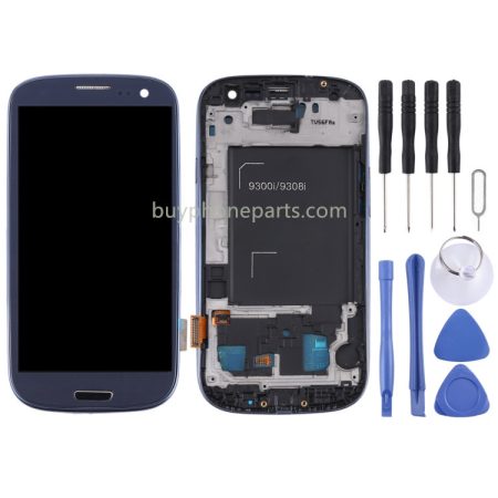 Original Super AMOLED LCD Screen & Digitizer Assembly with Frame for Samsung Galaxy S III (i9300) - Blue