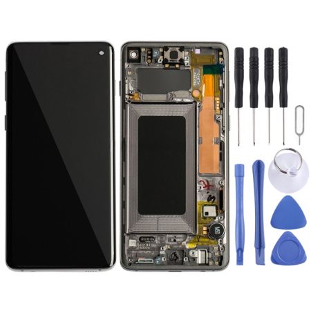 Original Super AMOLED LCD Screen & Digitizer Full Assembly with Frame for Galaxy S10 4G (SM-G973) - Black