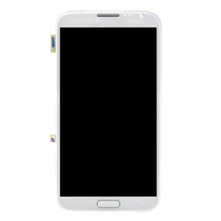 Original Galaxy Note 2 N7100 LCD Display Touch Screen Digitizer Assembly with Frame - White